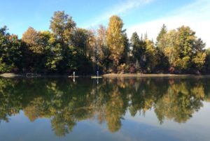 Paddlerboarders on Sand Creek in Sandpoint, Idaho