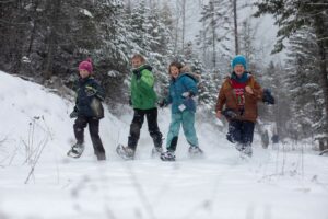 Snowshoeing at Round Lake State Park in Idaho