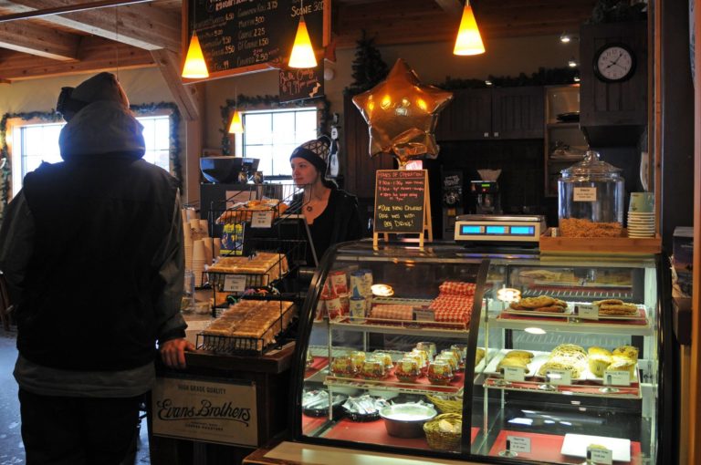 food and snack selection and coffee menu at Cabinet Mountain Coffee Schweitzer