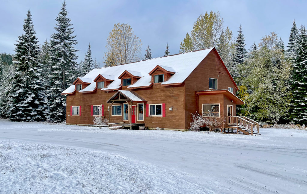 Hidden Bear Retreat Center lodging in winter snow
