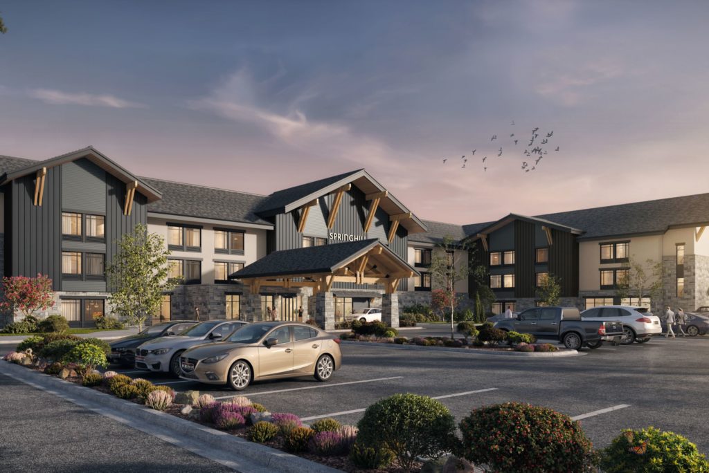 Springhill Suites hotel front exterior by Marriott in Sandpoint lodging
