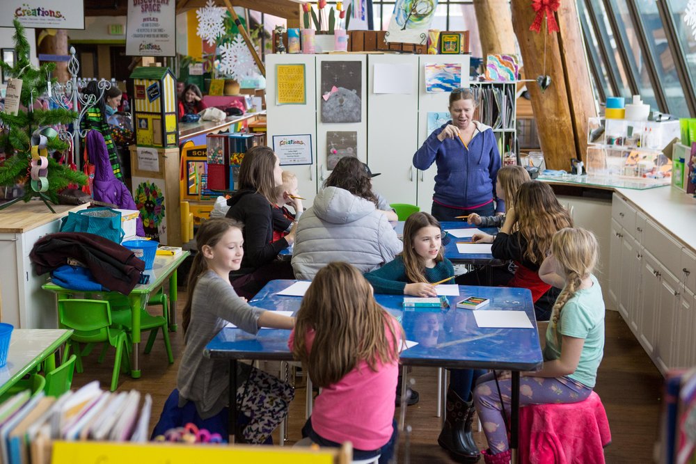 Creations art studio family friendly youth art class on the Cedar Street Bridge in downtown Sandpoint